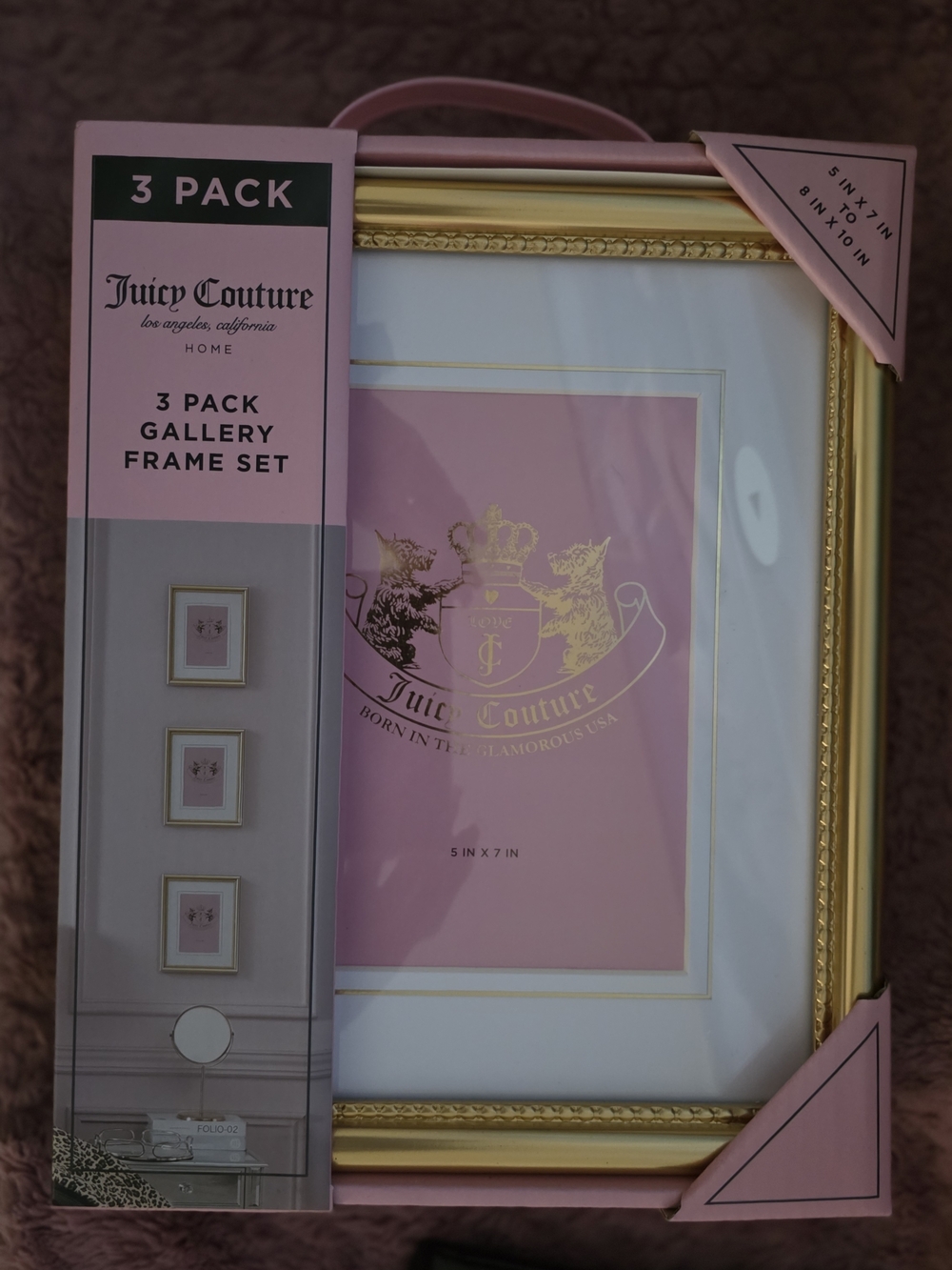 Juicy Couture Pink and Gold 3-Piece Gallery Frame Set
